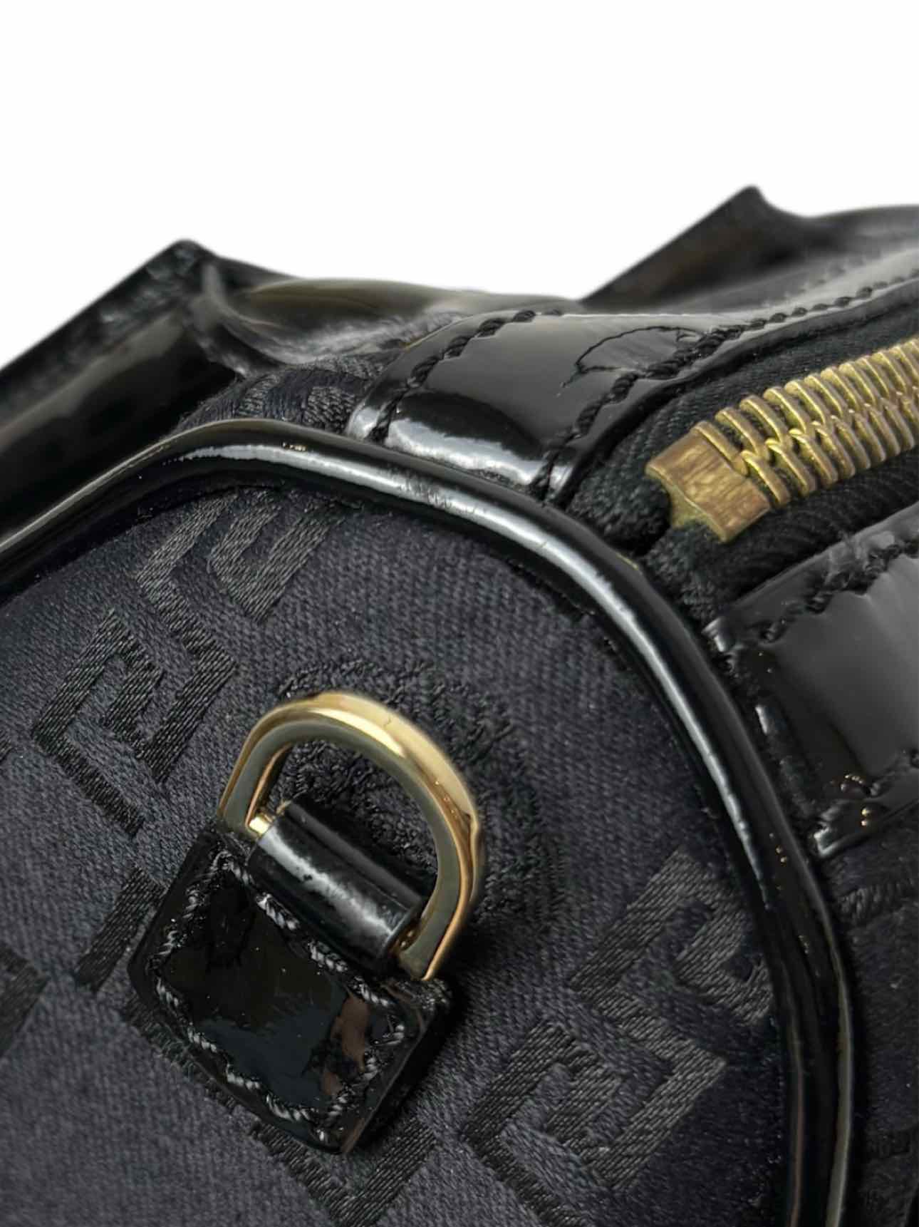 Versace Printed Fabric Patent Trim Crossbody Purse - Image 12