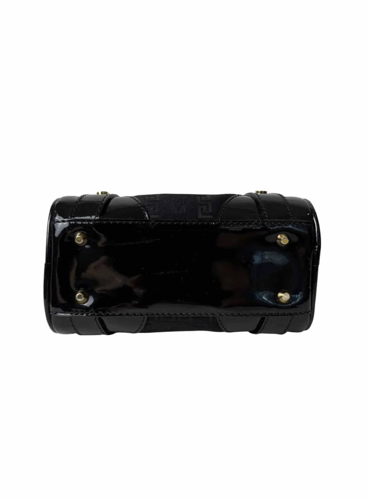 Versace Printed Fabric Patent Trim Crossbody Purse - Image 5