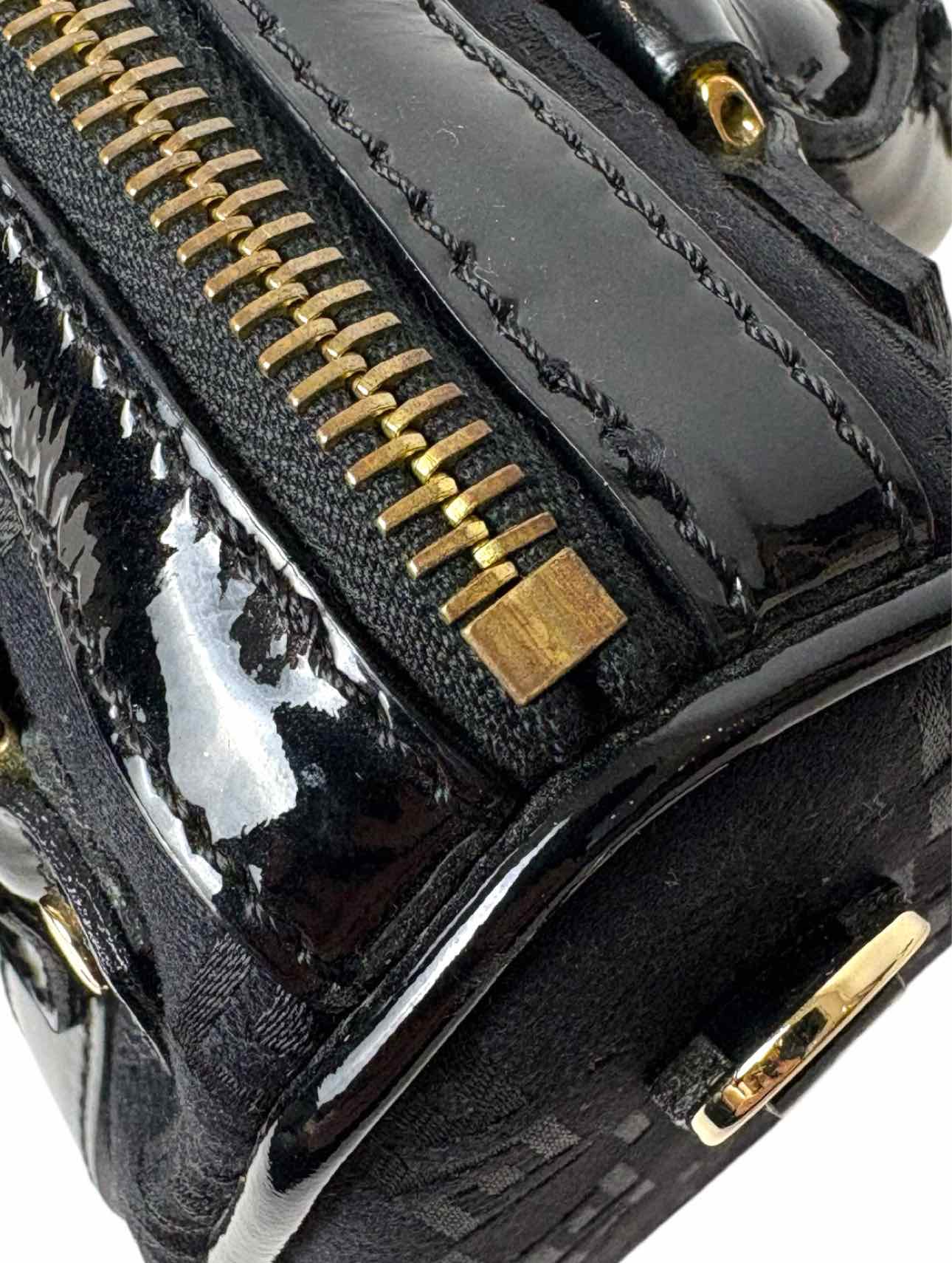 Versace Printed Fabric Patent Trim Crossbody Purse - Image 9