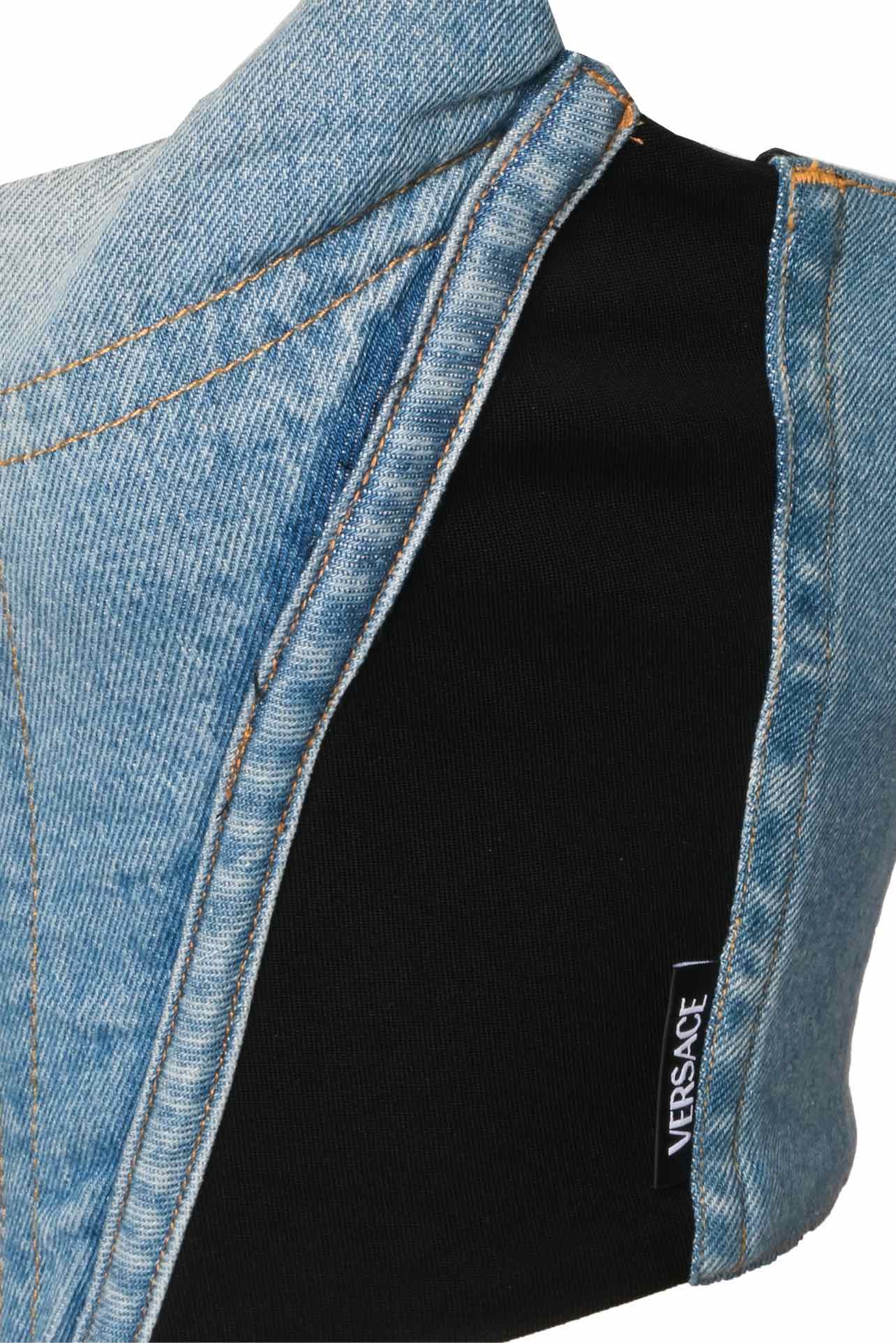 Versace Size 0/6 Medusa Denim Corset Top & Miniskirt Set - Image 3
