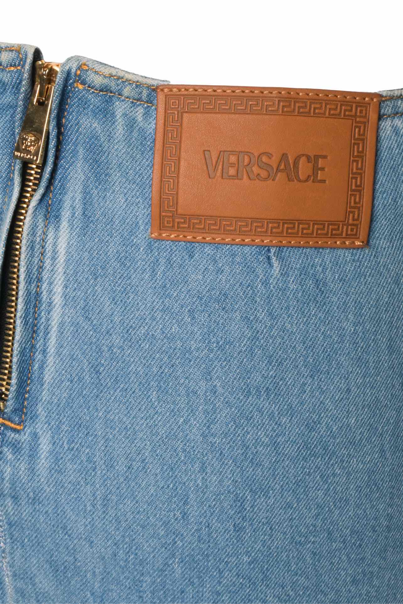 Versace Size 0/6 Medusa Denim Corset Top & Miniskirt Set - Image 4