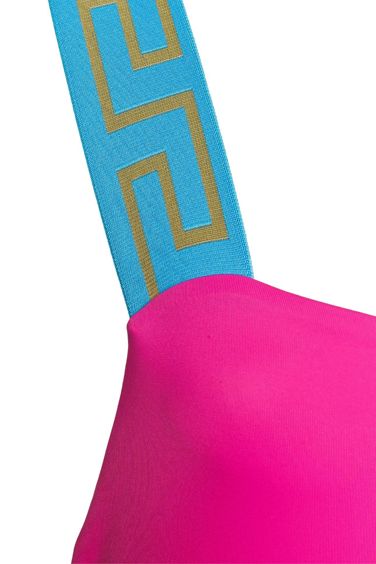 Versace Size 2 Greca Pattern Scoop-Back Swimsuit - Image 3