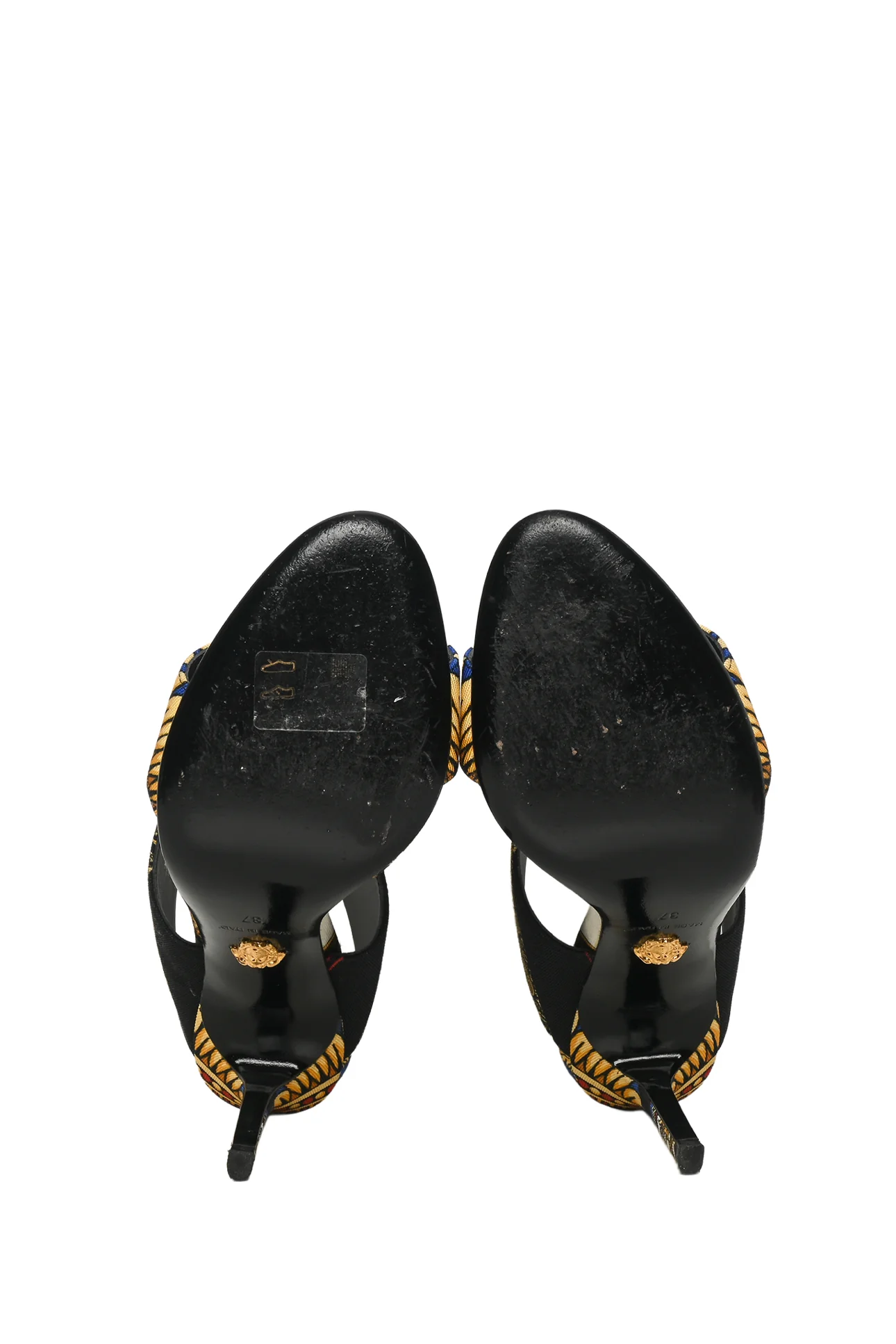 Versace Size 37 Baroque Printed Canvas Slide Sandals - Image 6