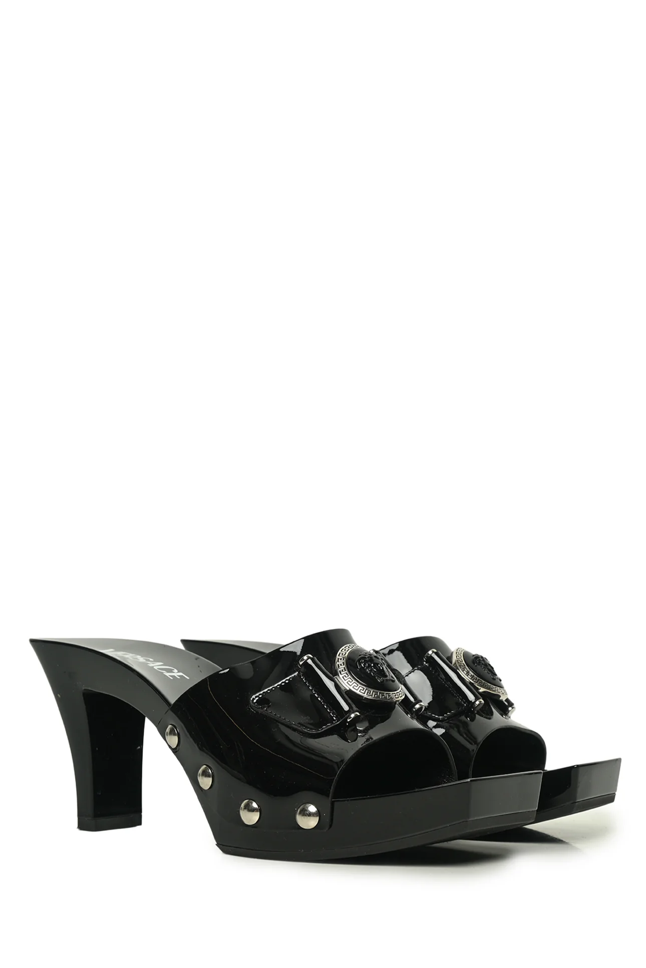 Versace Size 37 Medusa Buckle Patent Sandals - Image 2