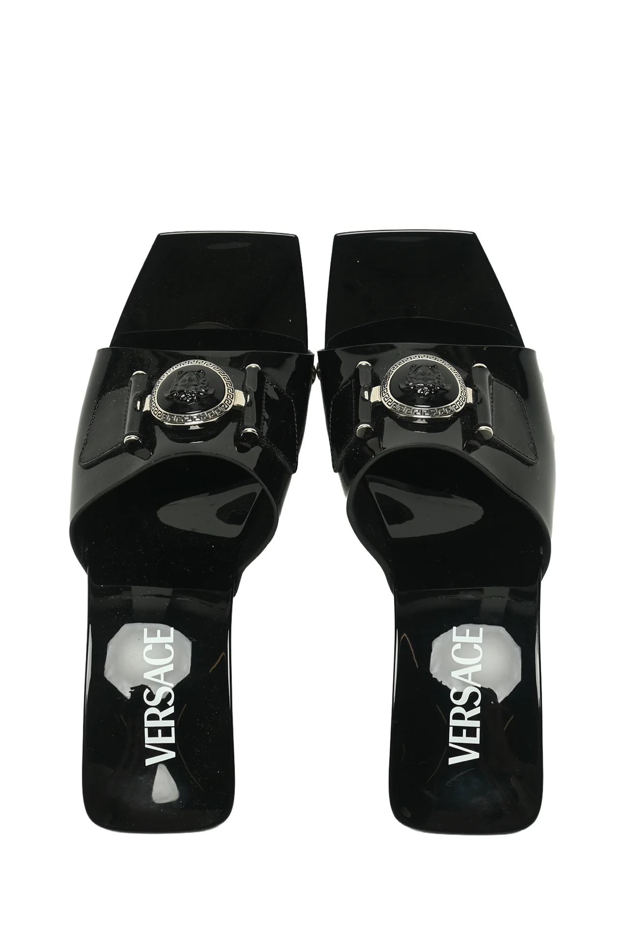 Versace Size 37 Medusa Buckle Patent Sandals - Image 6