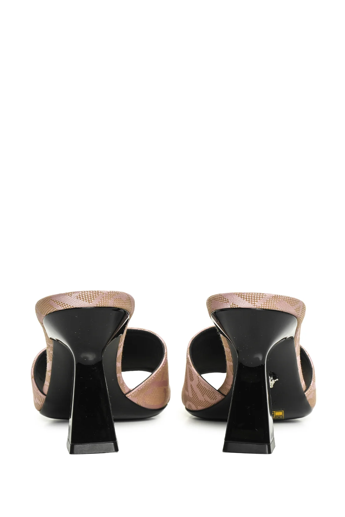 Versace Size 40.5 Flare Heel Jacquard Logo Sandals - Image 4