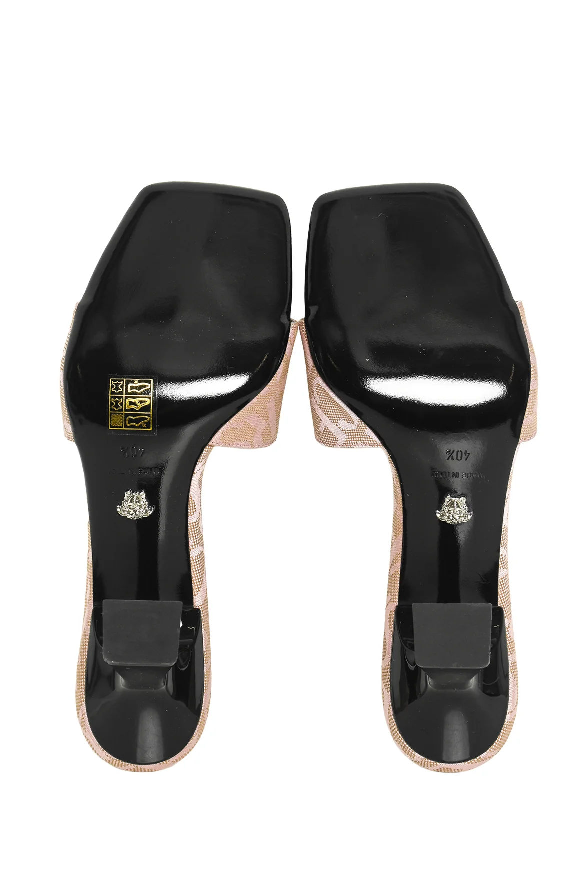 Versace Size 40.5 Flare Heel Jacquard Logo Sandals - Image 6