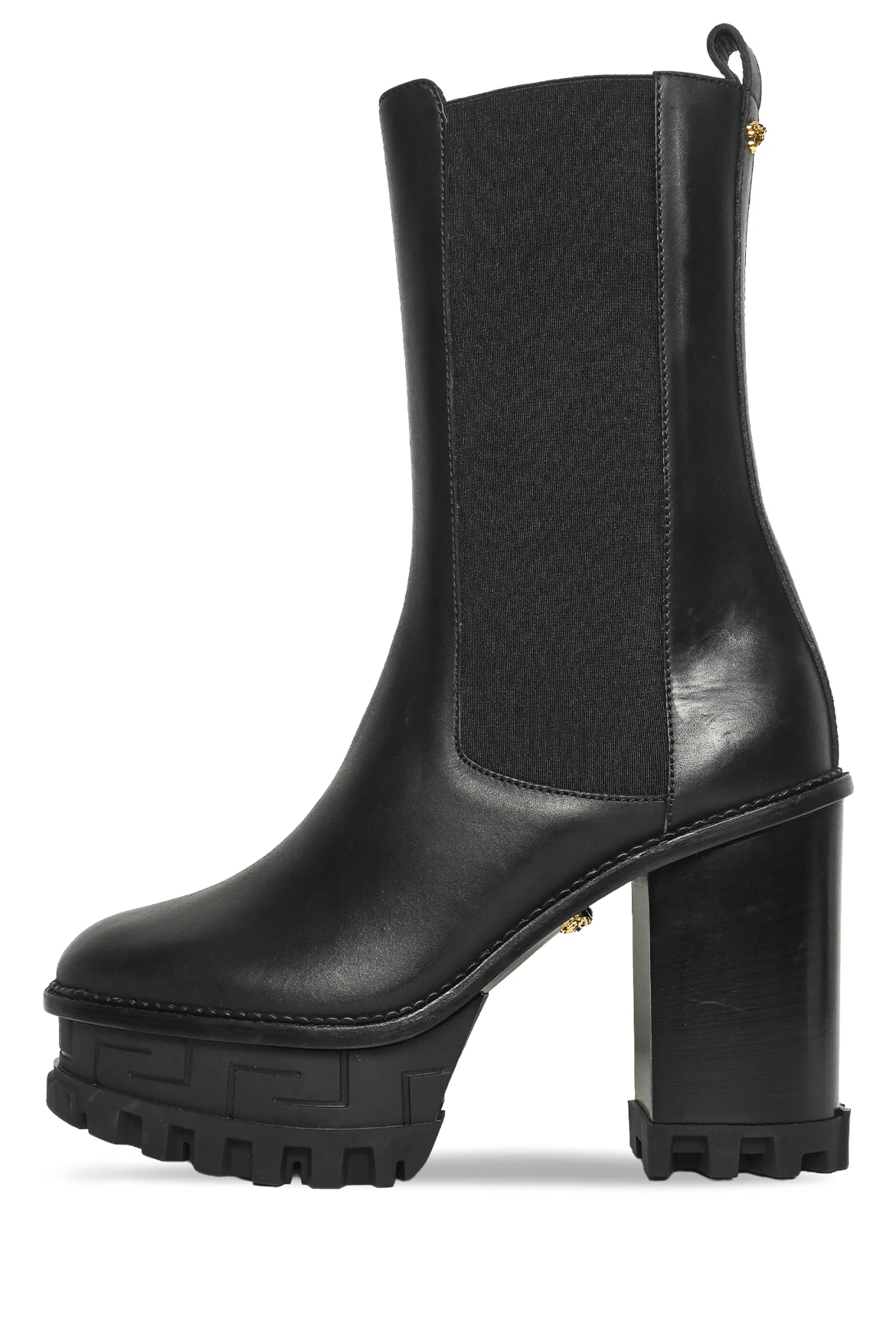 Versace Size 41 Greca Labyrinth Leather Platform Ankle Boots - Image 3