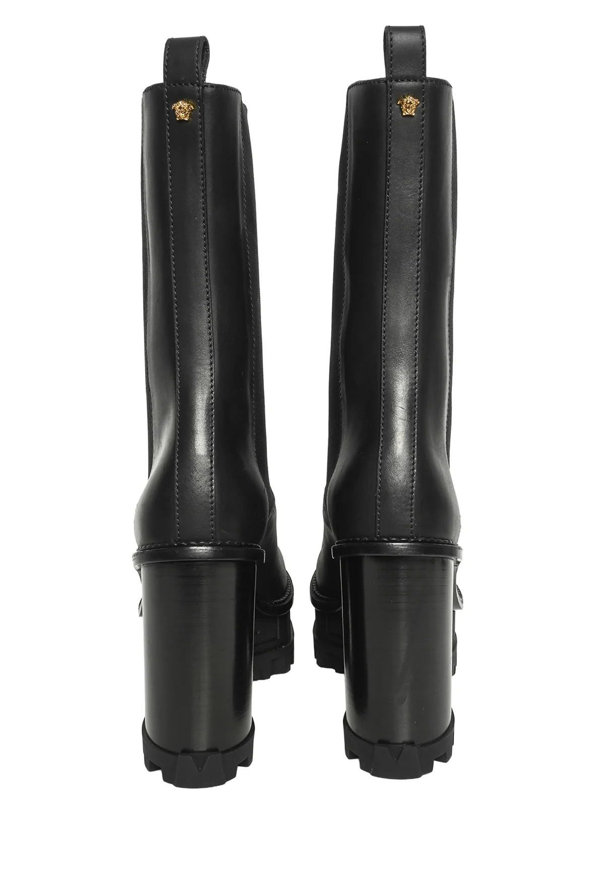 Versace Size 41 Greca Labyrinth Leather Platform Ankle Boots - Image 4