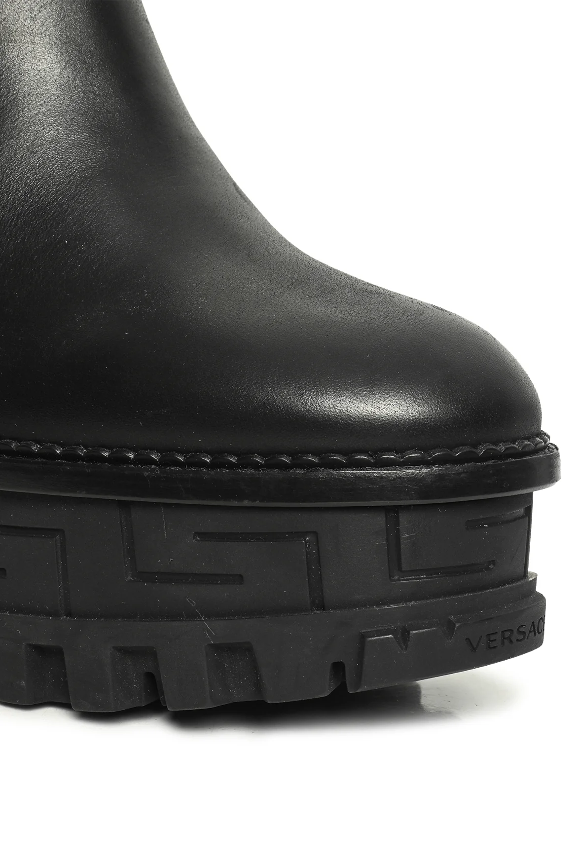 Versace Size 41 Greca Labyrinth Leather Platform Ankle Boots - Image 6