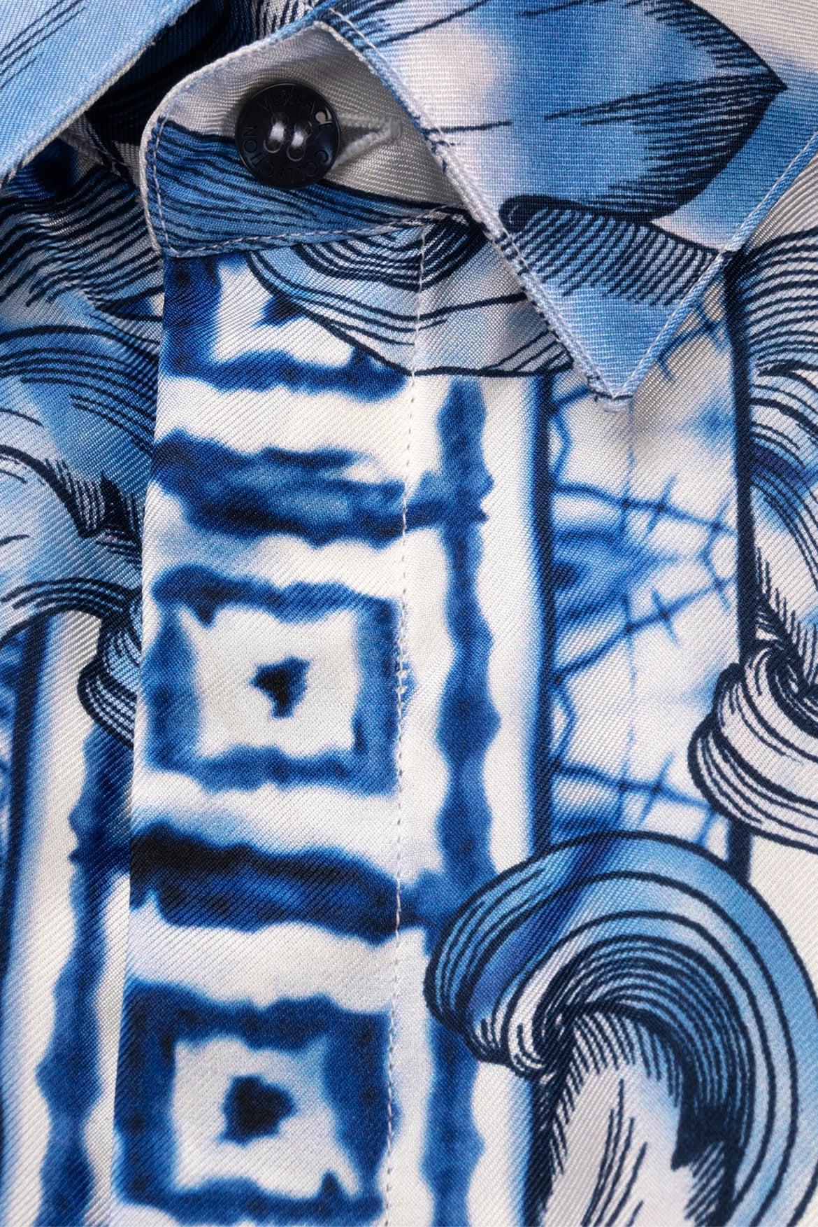 Versace Size L Men's Tie-Dye Baroque Silk Shirt Long Sleeve - Image 3