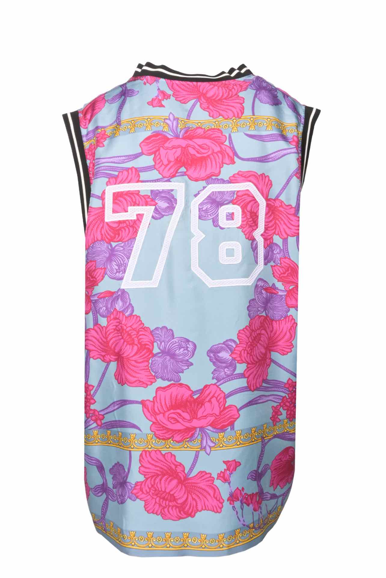 Versace Size M Acid Bouquet Silk Printed Tank Top - Image 2