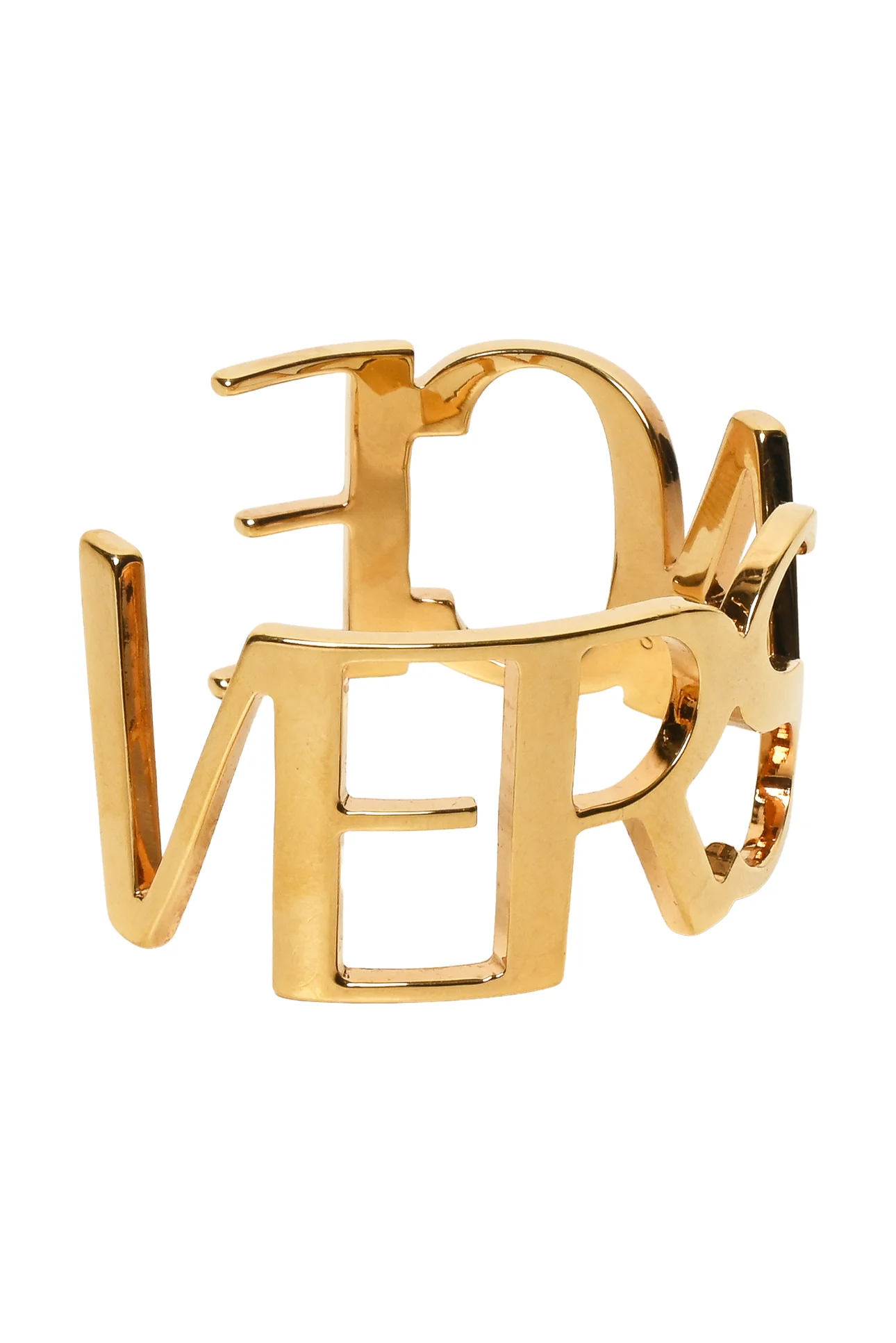 Versace Size S Gold-Tone Logo Open Cuff Bracelet