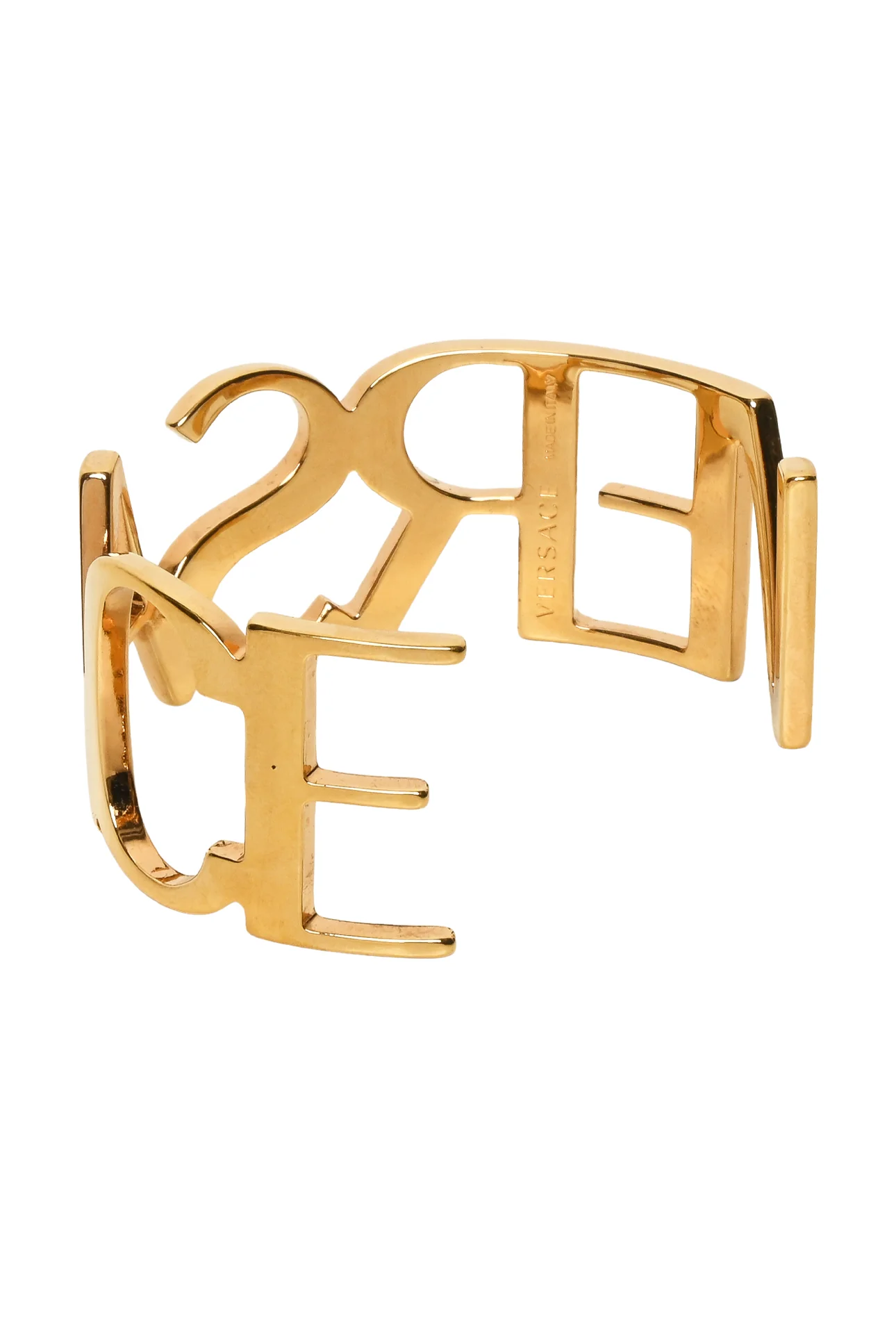 Versace Size S Gold-Tone Logo Open Cuff Bracelet - Image 2