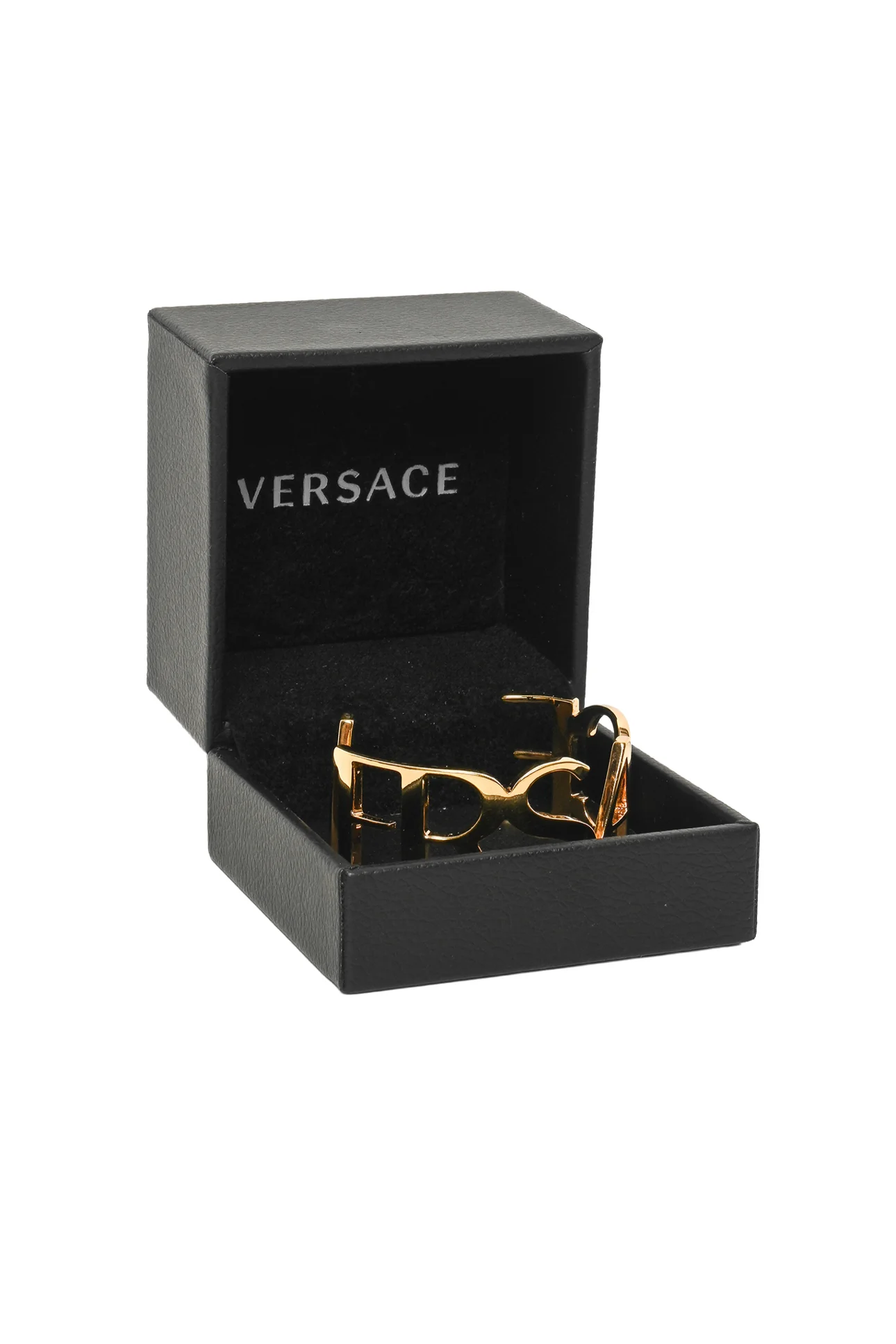 Versace Size S Gold-Tone Logo Open Cuff Bracelet - Image 4
