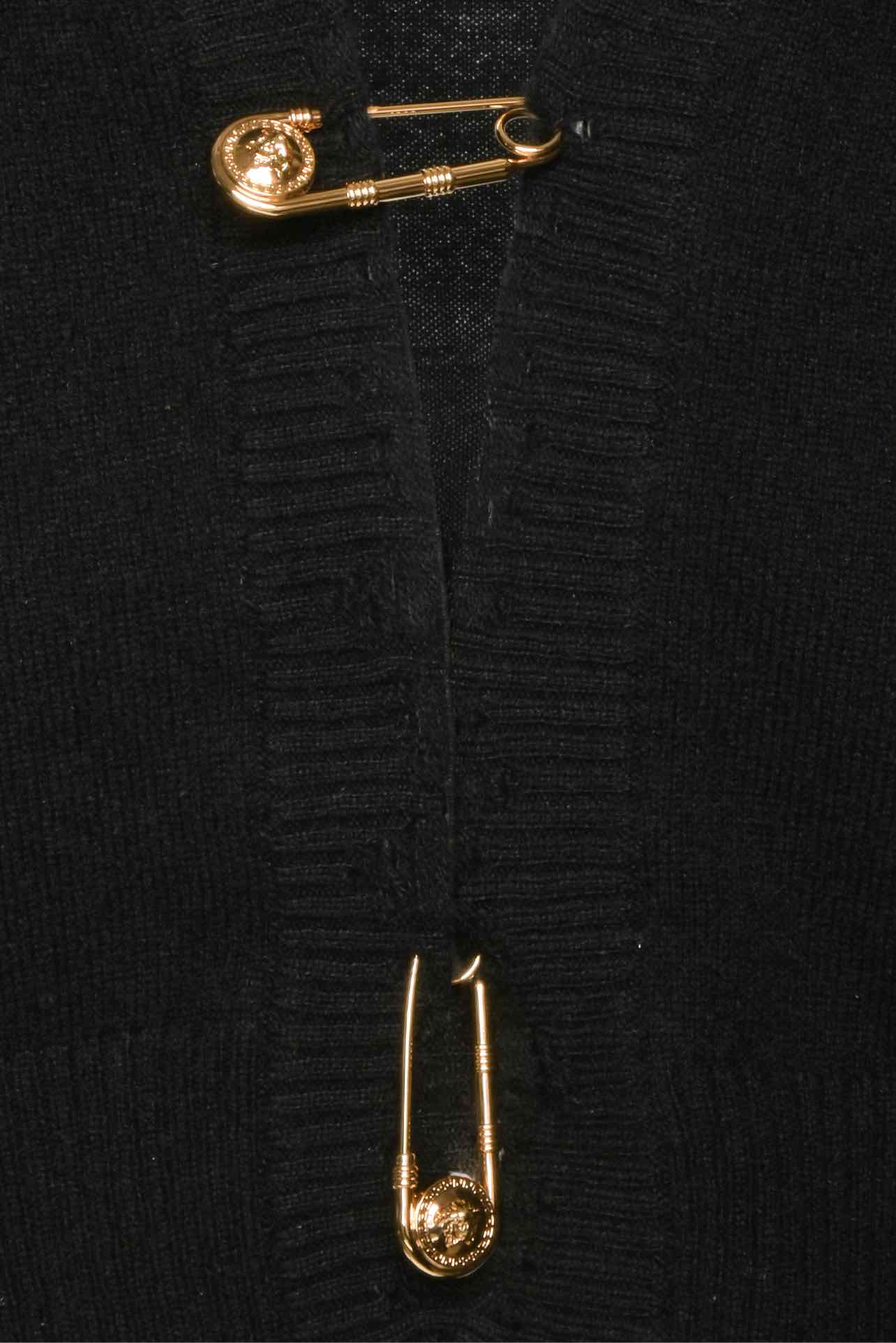 Versace Size XXL Saftey Pin Distressed Cashmere Cardigan - Image 3