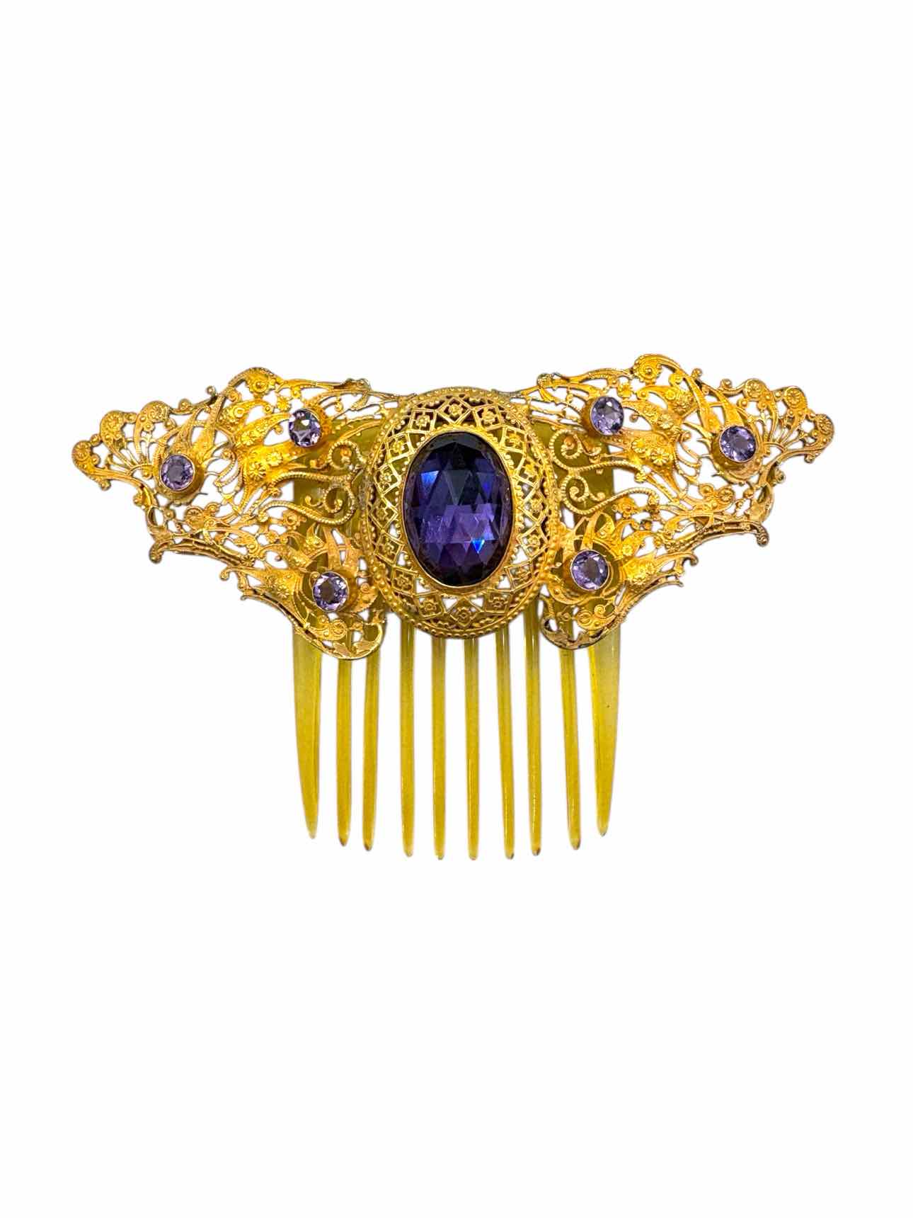Vintage Gold Plated Hair Comb Misc