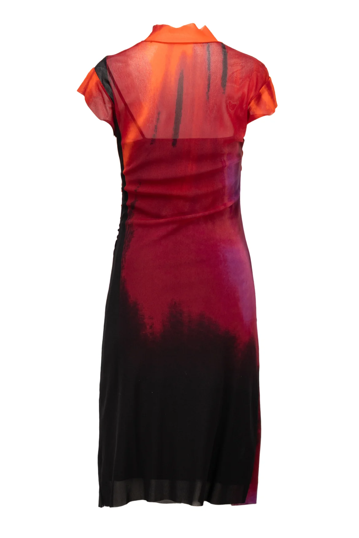 Vivienne Tam Size 1 Vintage 2000's Patterned Nylon Mesh Mock Neck Dress - Image 2