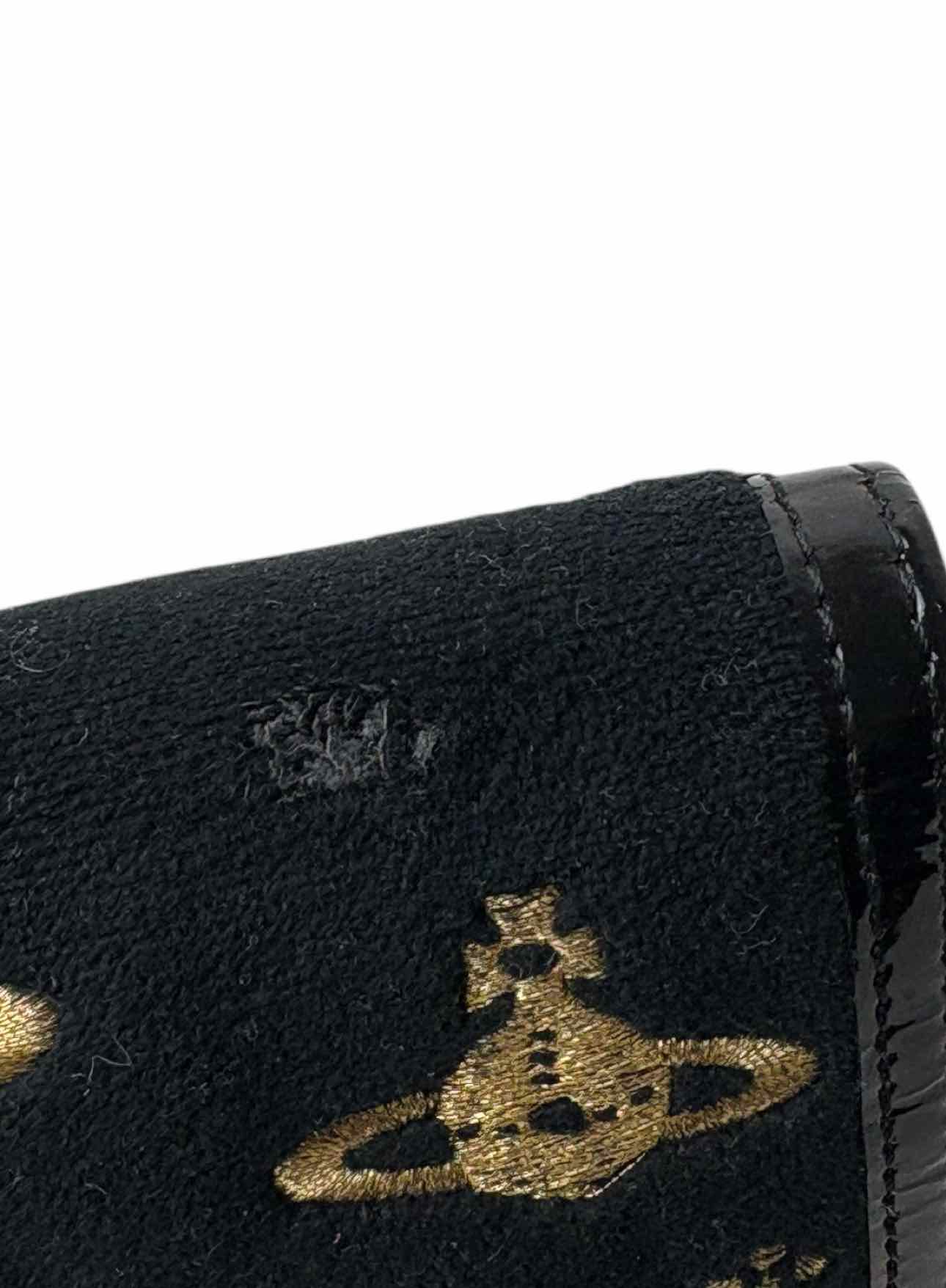 Vivienne Westwood Embroidered Logo Velvet & Leather Wallet - Image 10