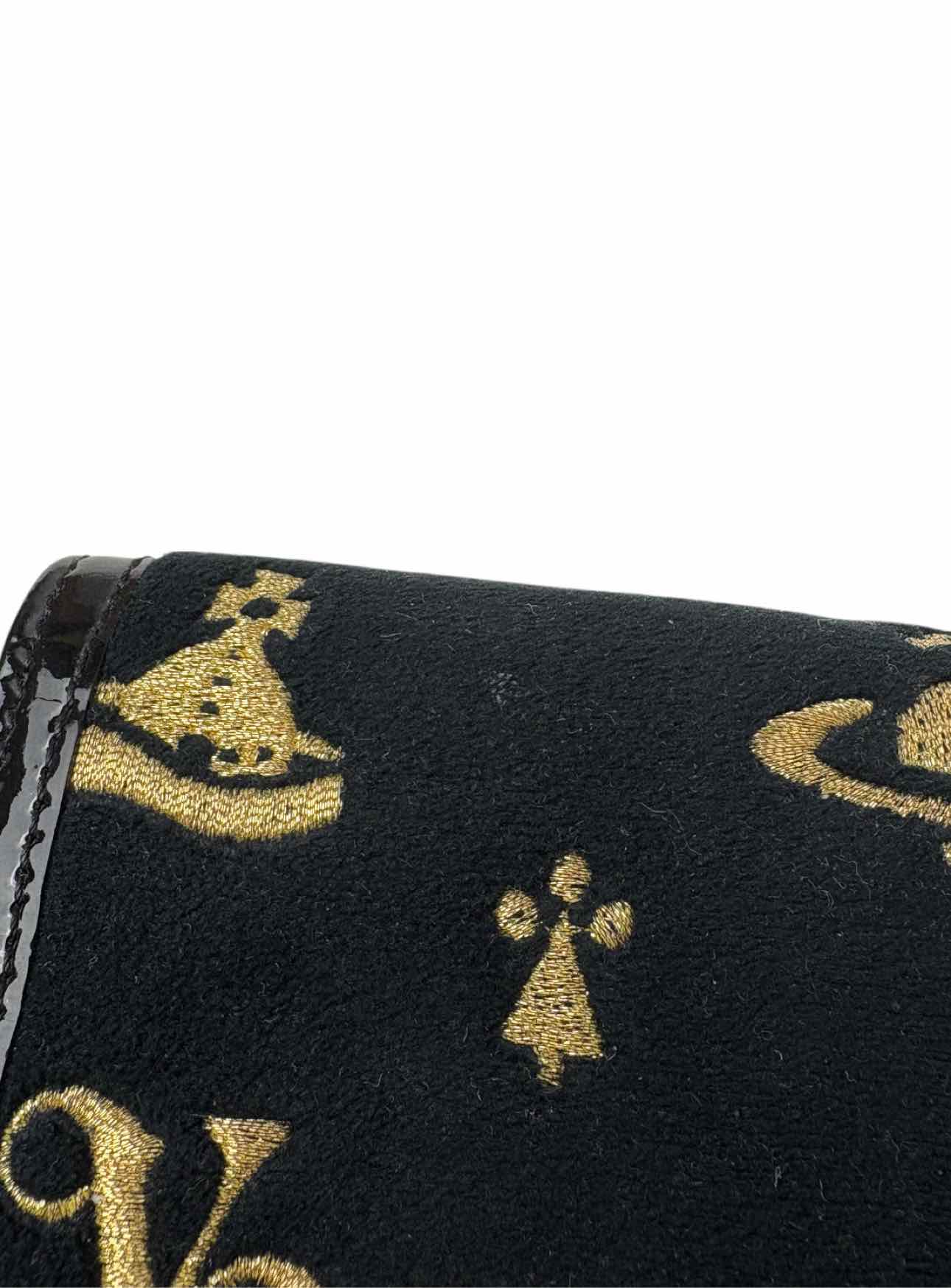 Vivienne Westwood Embroidered Logo Velvet & Leather Wallet - Image 15