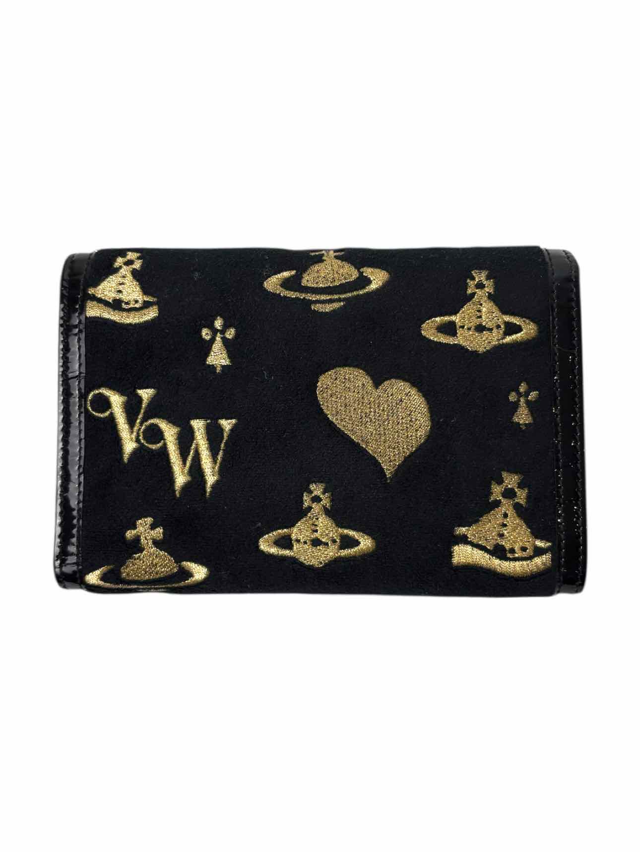 Vivienne Westwood Embroidered Logo Velvet & Leather Wallet - Image 3
