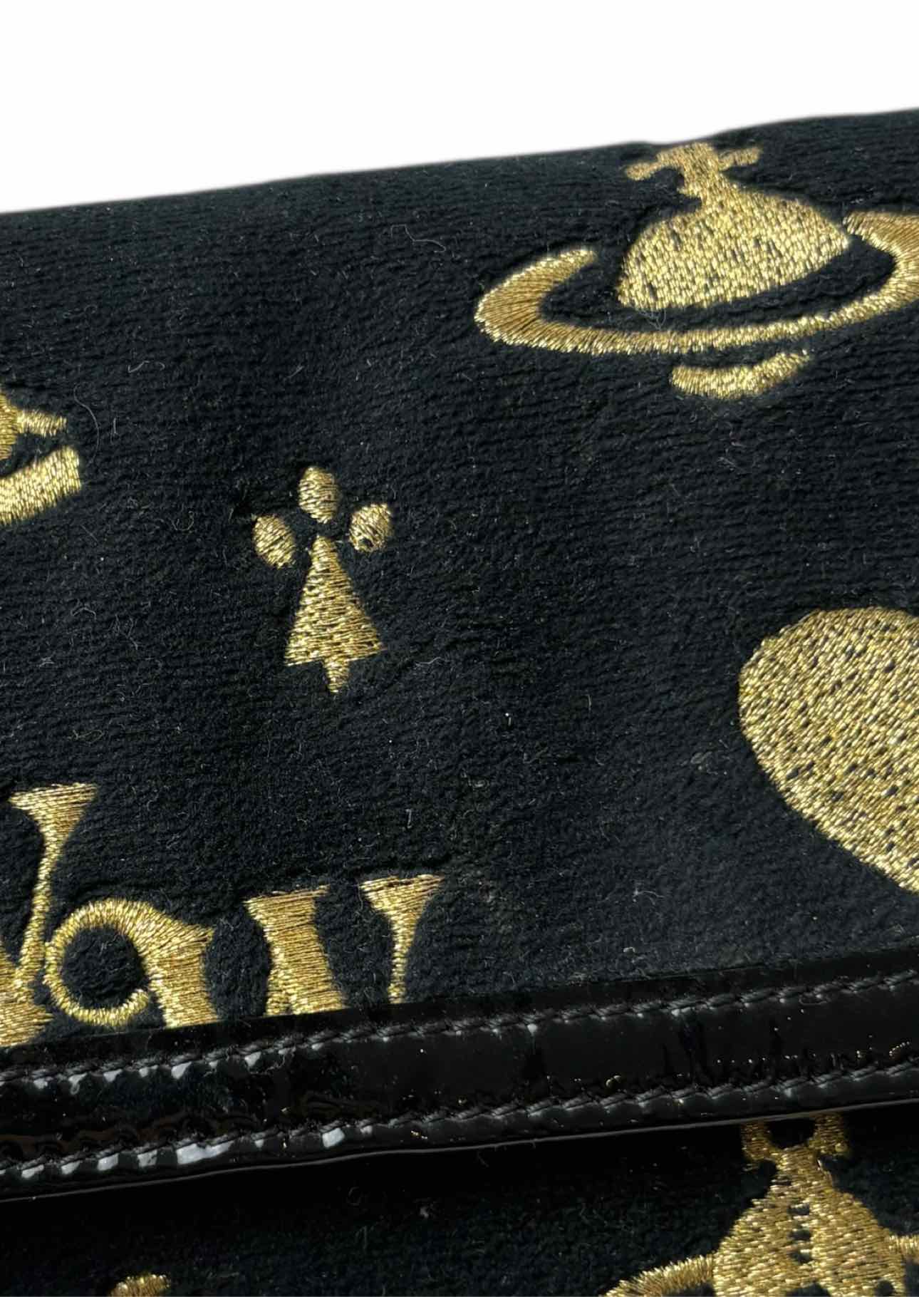 Vivienne Westwood Embroidered Logo Velvet & Leather Wallet - Image 9