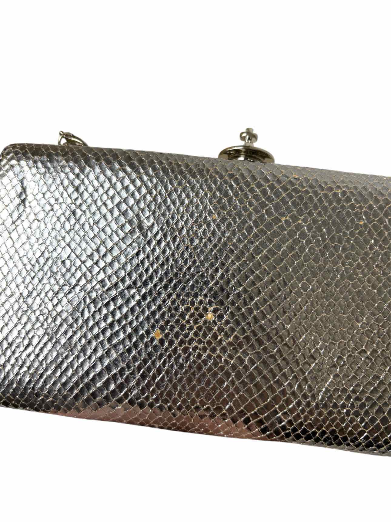 Vivienne Westwood Metallic Silver Leather Snake Print Clutch - Image 10