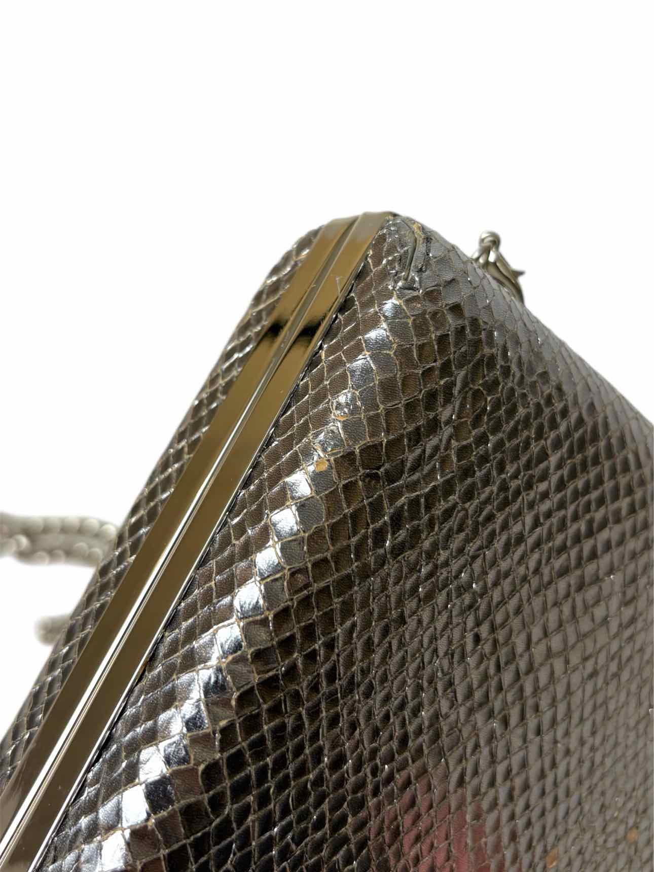 Vivienne Westwood Metallic Silver Leather Snake Print Clutch - Image 11