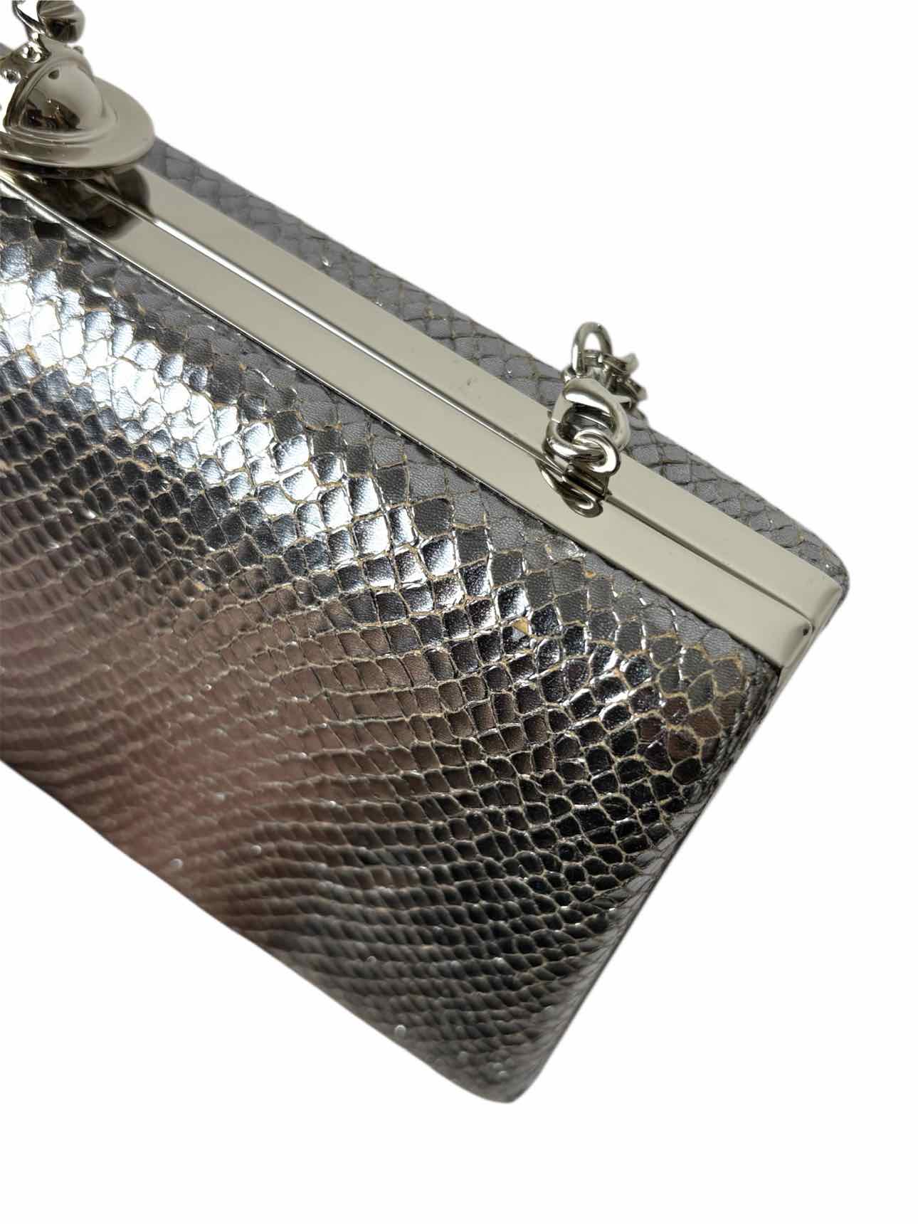 Vivienne Westwood Metallic Silver Leather Snake Print Clutch - Image 13