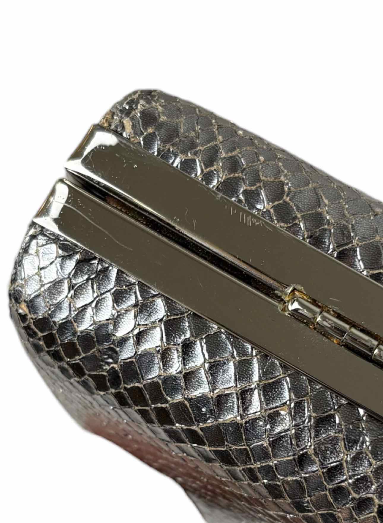 Vivienne Westwood Metallic Silver Leather Snake Print Clutch - Image 16