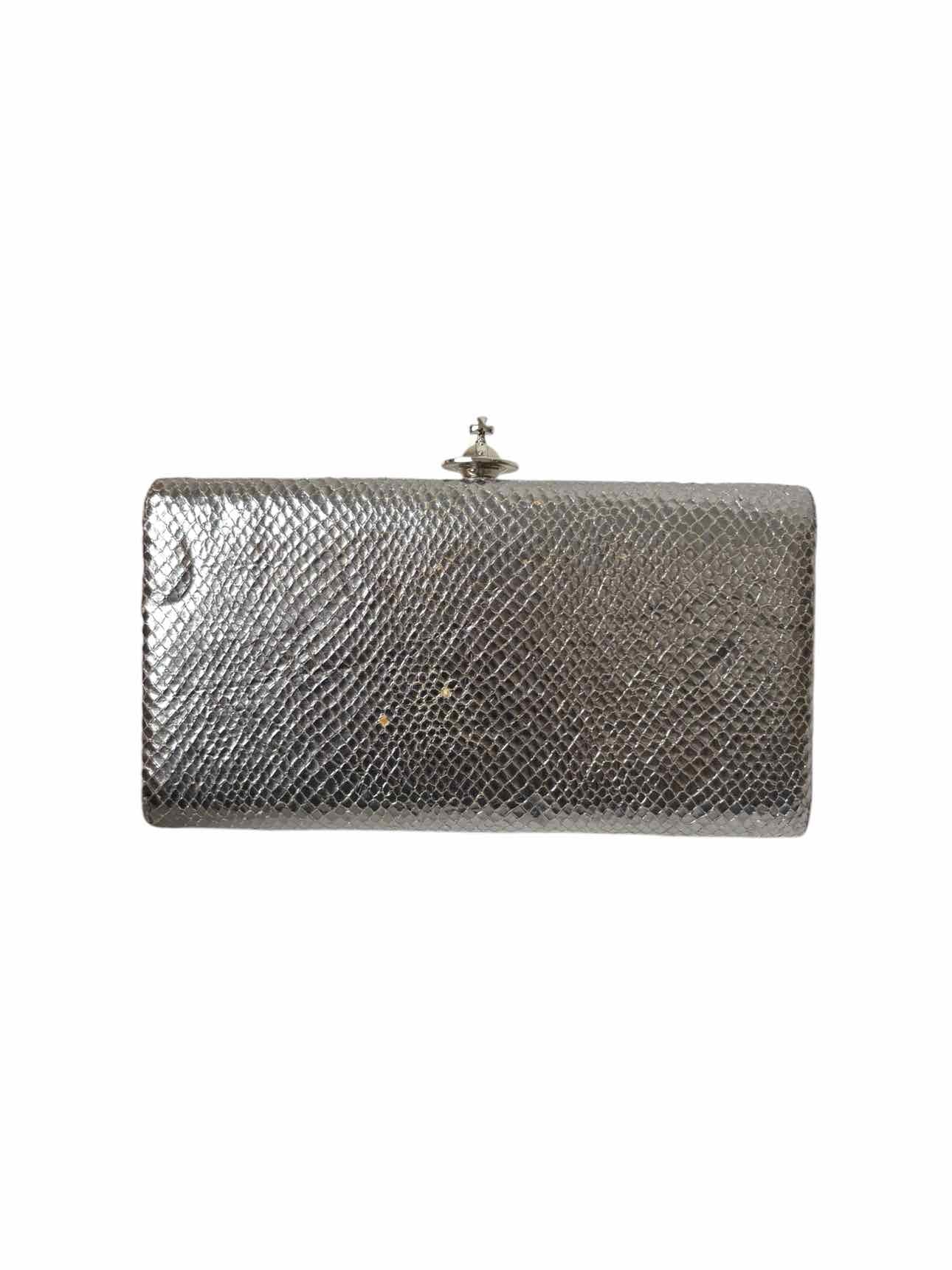 Vivienne Westwood Metallic Silver Leather Snake Print Clutch - Image 3