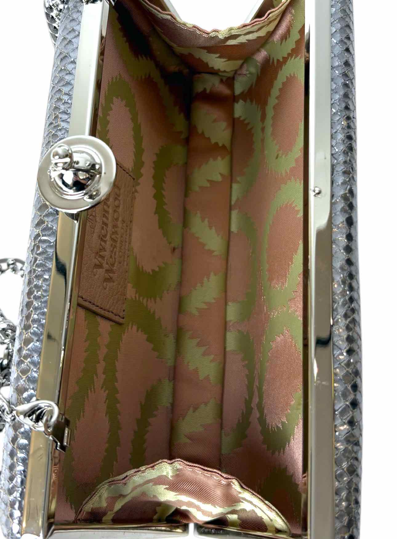 Vivienne Westwood Metallic Silver Leather Snake Print Clutch - Image 7