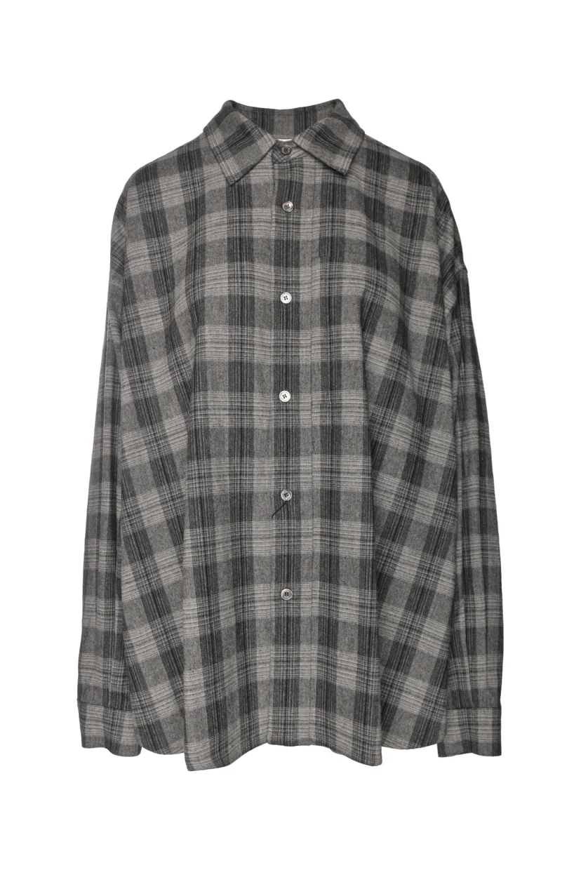 Wooyoungmi Size 46 Men's Plaid Oversize Shirt Long Sleeve