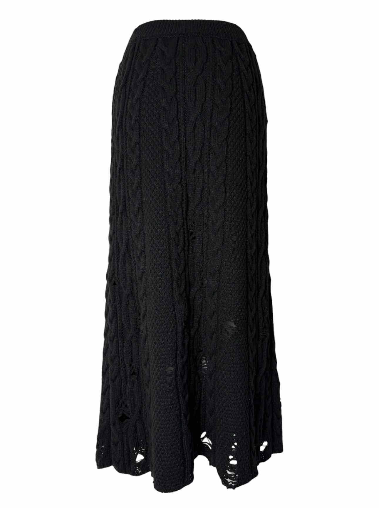 Y's Size 2 Cableknit Distressed Knit Skirt - Image 2