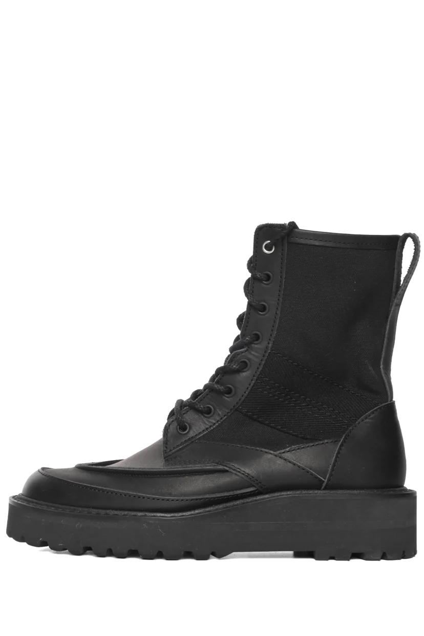 Y's Size 39 Cotton Duck/Leather Combination Military Boots - Image 3