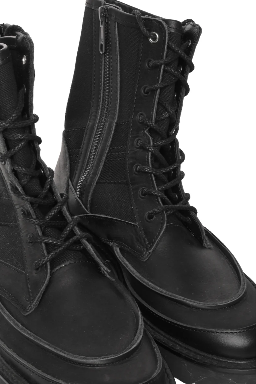 Y's Size 39 Cotton Duck/Leather Combination Military Boots - Image 4