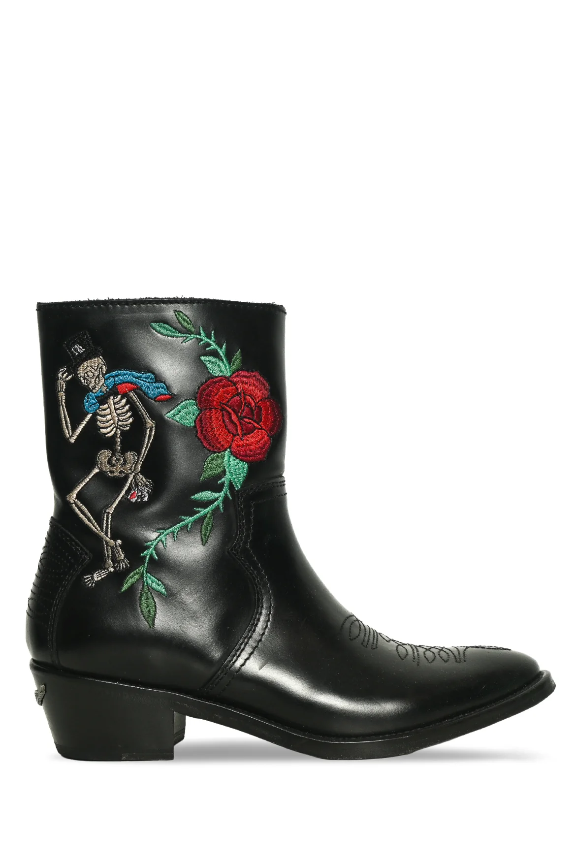 Zadig & Voltaire Size 37 Pilar Embroidered Western Ankle Boots