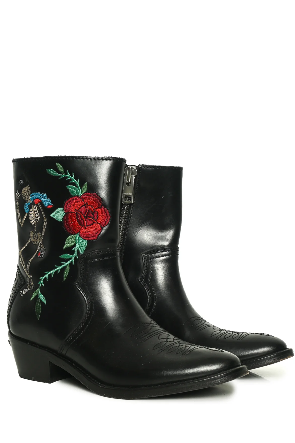 Zadig & Voltaire Size 37 Pilar Embroidered Western Ankle Boots - Image 2