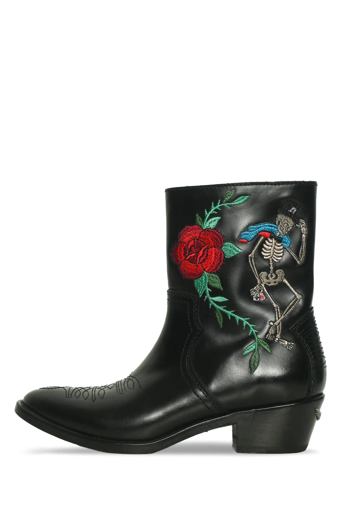 Zadig & Voltaire Size 37 Pilar Embroidered Western Ankle Boots - Image 3