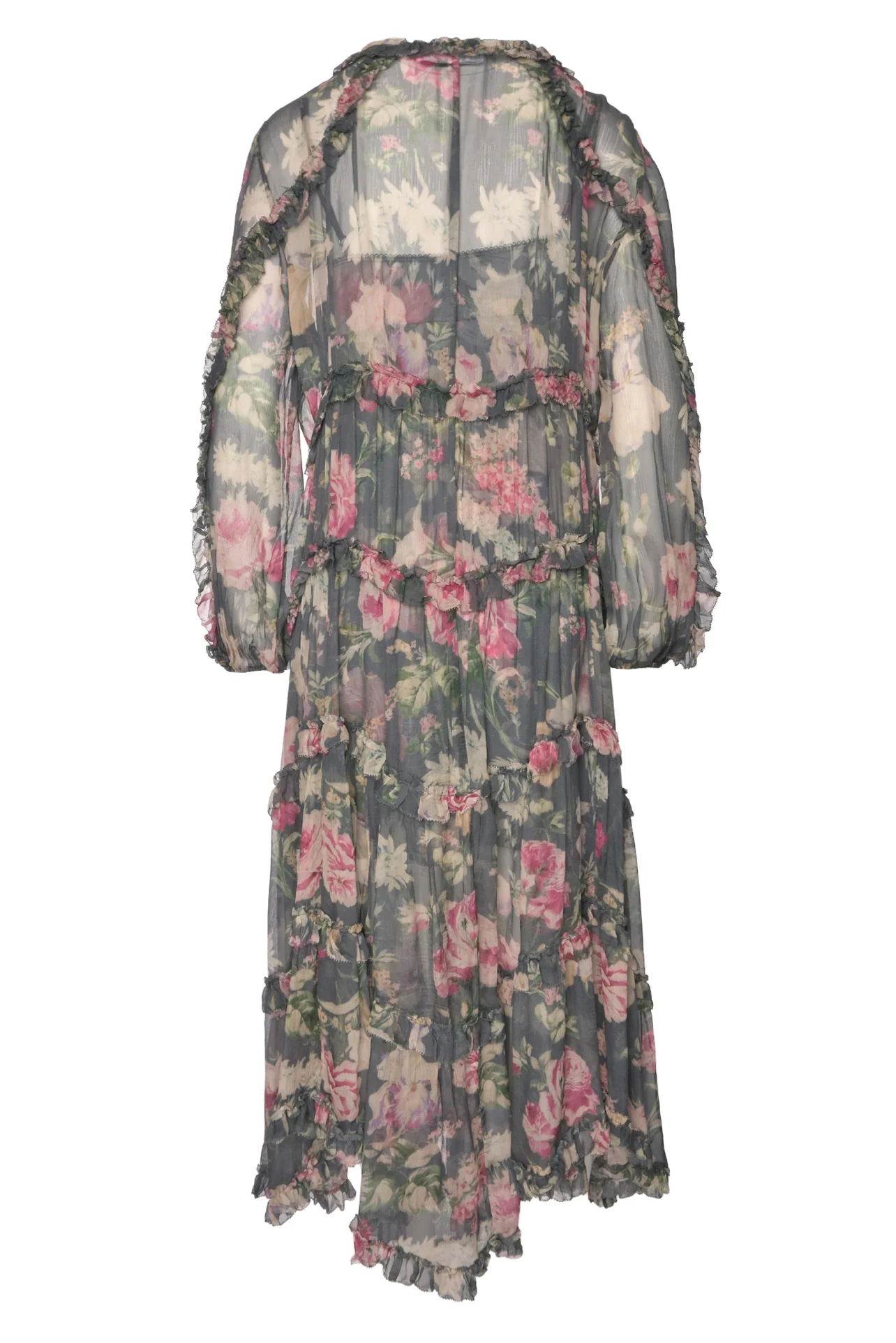 Zimmermann Size 1 Iris Floral Print Silk Ruffle Resort Midi Dress - Image 2