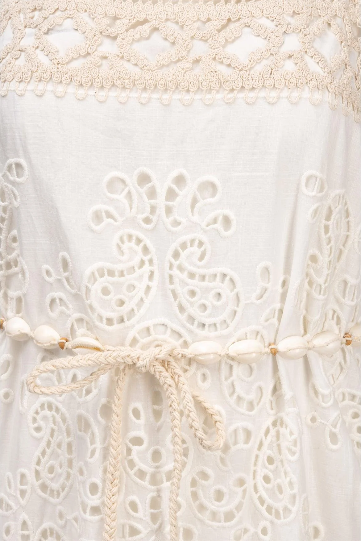 Zimmermann Size 1 Vitali Shell-embellished Fringed Broderie Anglaise Dress - Image 3