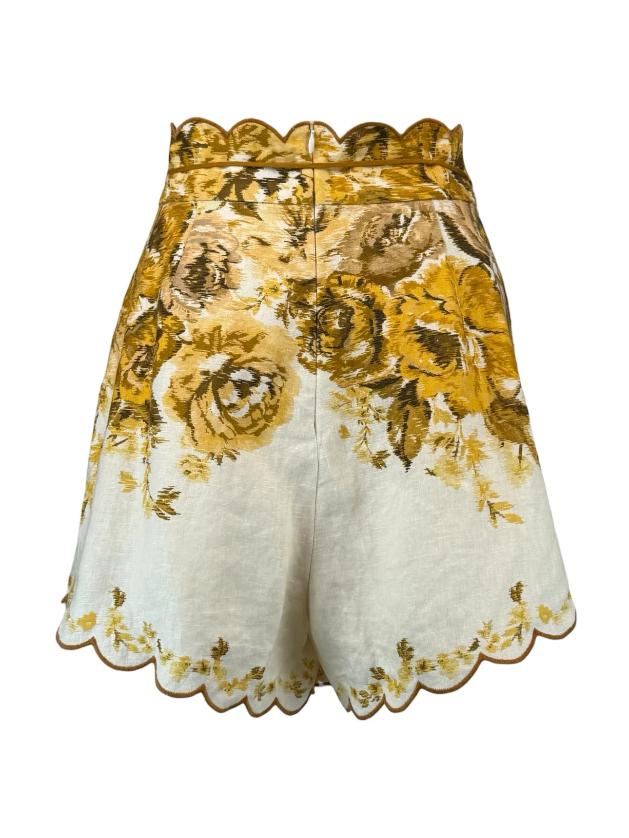 Zimmermann Size 3 Aliane Scallop Linen Shorts - Image 2