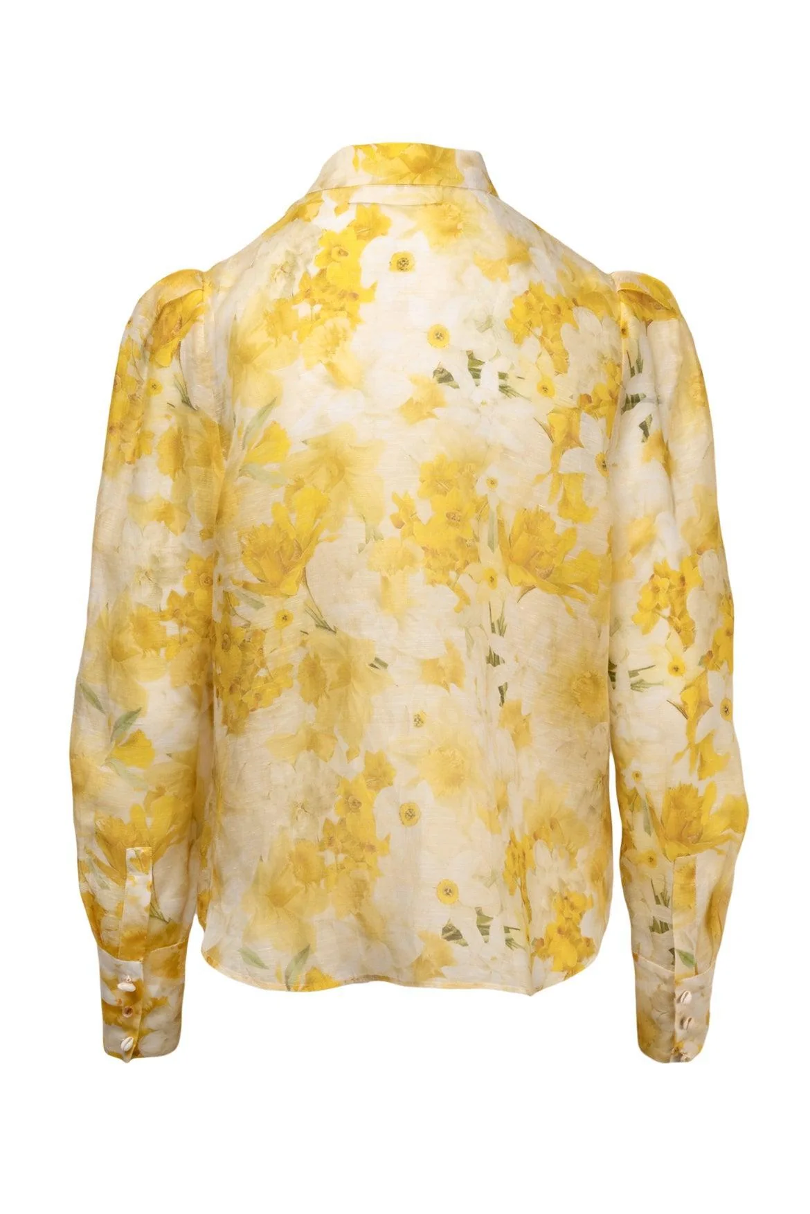 Zimmermann Size 3 Wonderland Daffodil Print Linen & Silk Blend Blouse - Image 2